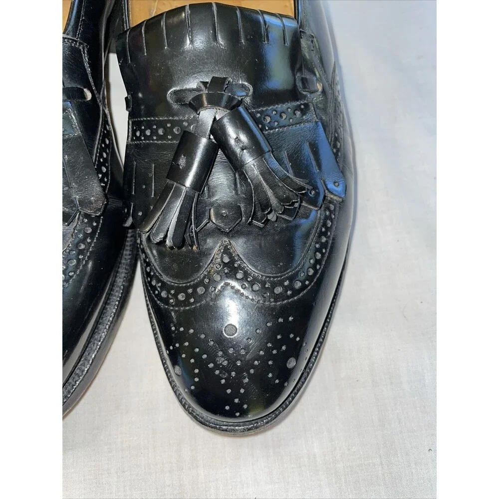 Johnston & Murphy Optima Wingtip Loafers Mens Size 8 D Black Leather Slip On